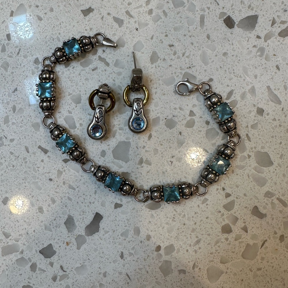 Elegant Brighton Silver and Blue Bracelet and Matching earrings